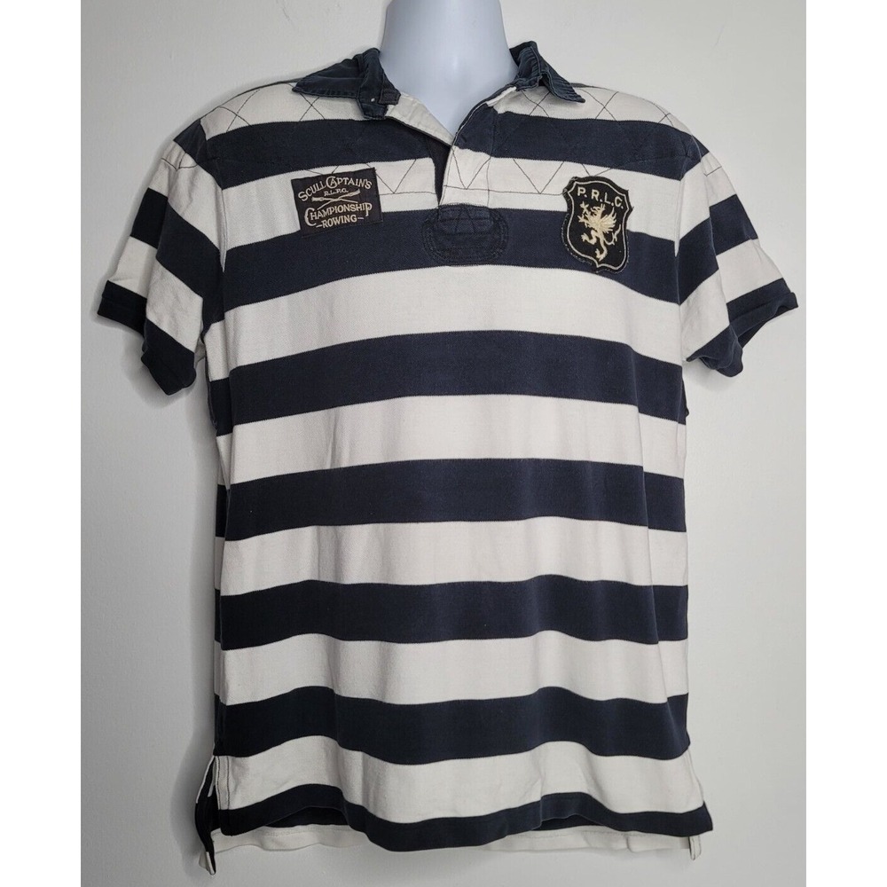 Polo Ralph Lauren Mens XL Scull Captain's Championship Rowing Crest Stripe Shirt